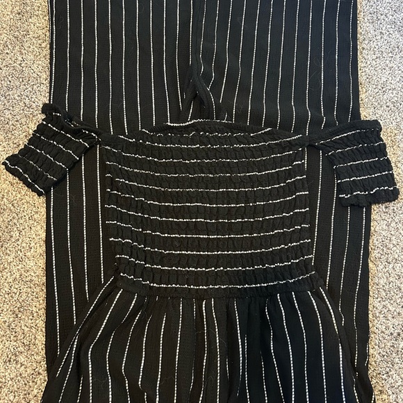 Alter’d state black and white striped wide leg off the shoulder romper - Picture 3 of 5